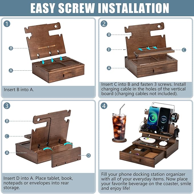Wood Phone Docking Station for up to 3 Phones, Samsung Galaxy Watch Compatible - Image 7