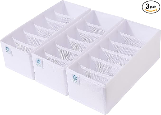 Qozary 3 Pack Sock Underwear Drawer Organizer Dividers, Collapsible Cabinet by Qozary