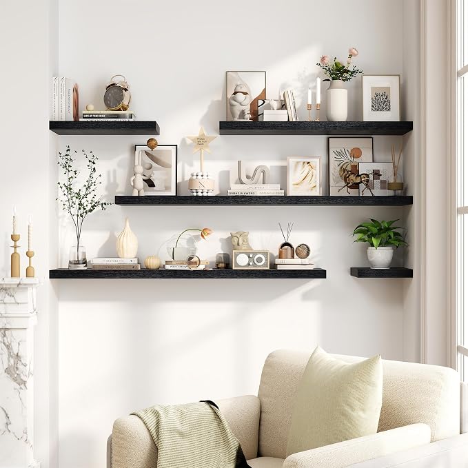 Fun Memories Black Floating Shelves 16 Inch Long, 8 Deep Floating Shelf Wall - Image 6