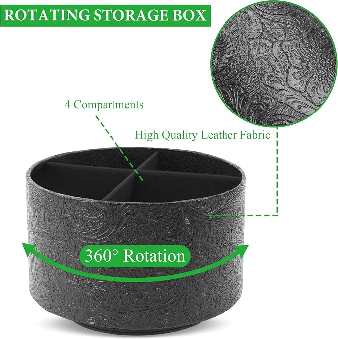 lizimandu Round Leather Art Supply Organizer, Remote Control Holder, 360 Degree - Image 3
