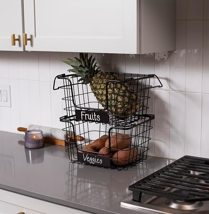 BIRDROCK HOME Stacking Wire Market Baskets - Image 6