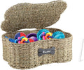 Seagrass Wicker Baskets for Dog Toys, Bone Shaped Dog Toy Bin by Brabtod