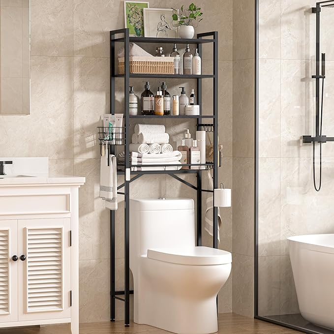TETOTE Over Toilet Bathroom Organizer, 4-Tier Bathroom Over The Toilet Storage by TETOTE