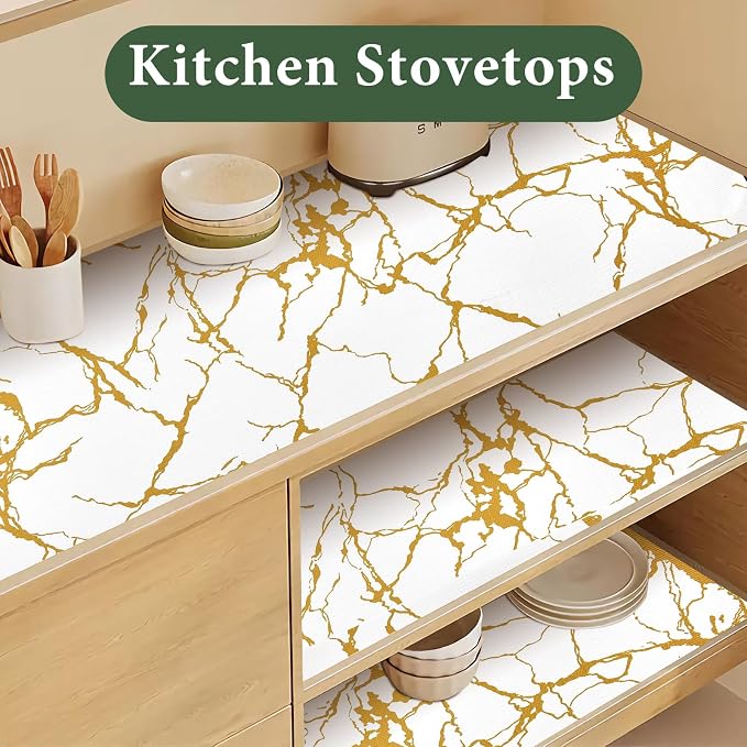 Drawer and Shelf Liner for Kitchen Cabinet Non Slip Waterproof Shelf Paper 17.5 - Image 5