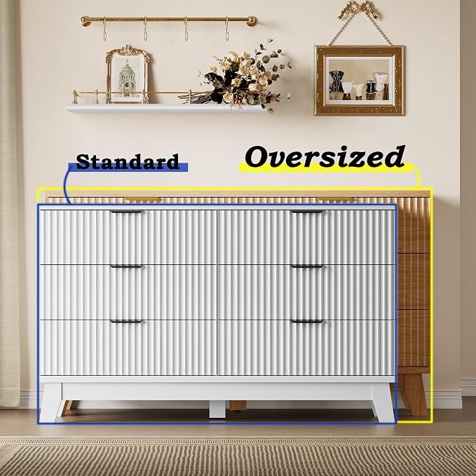 53" Long Dresser for Bedroom, 6-Drawer Dresser - Image 3