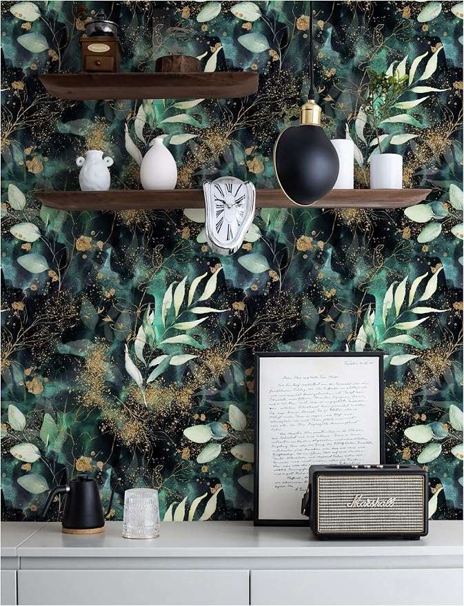 HAOKHOME Self Adhesive Shelf Liner and Drawer Liner Black Floral, Peel and - Image 2