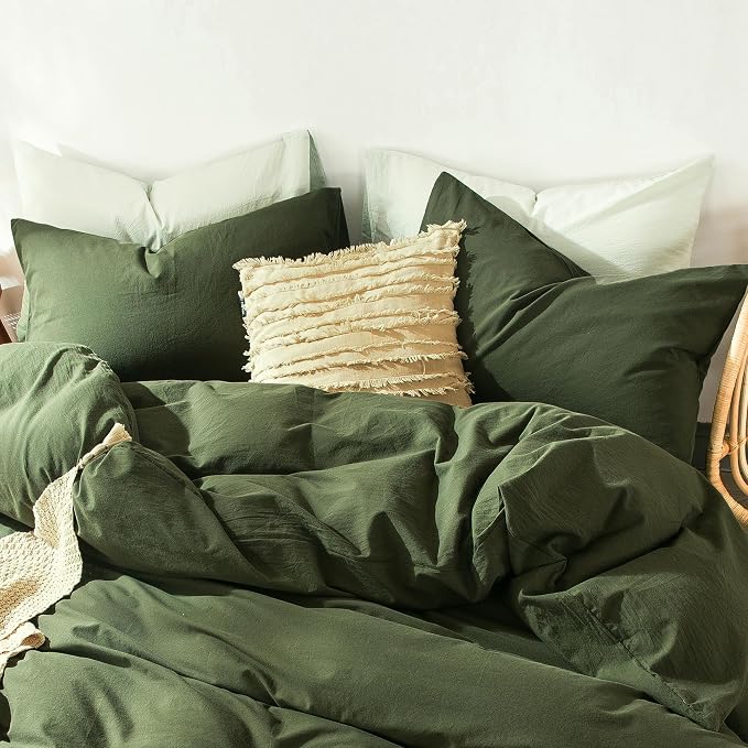 MooMee Bedding Pillowcases Pack of 2 100% Washed Cotton Linen Like Textured - Image 5