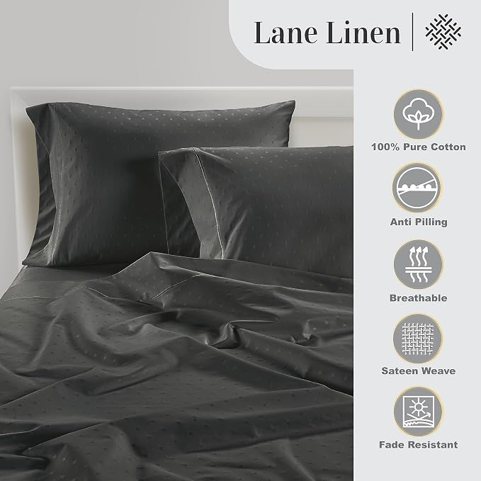 LANE LINEN Pillow Case Covers King, 100% Egyptian Cotton Sateen, Soft Cool & - Image 4