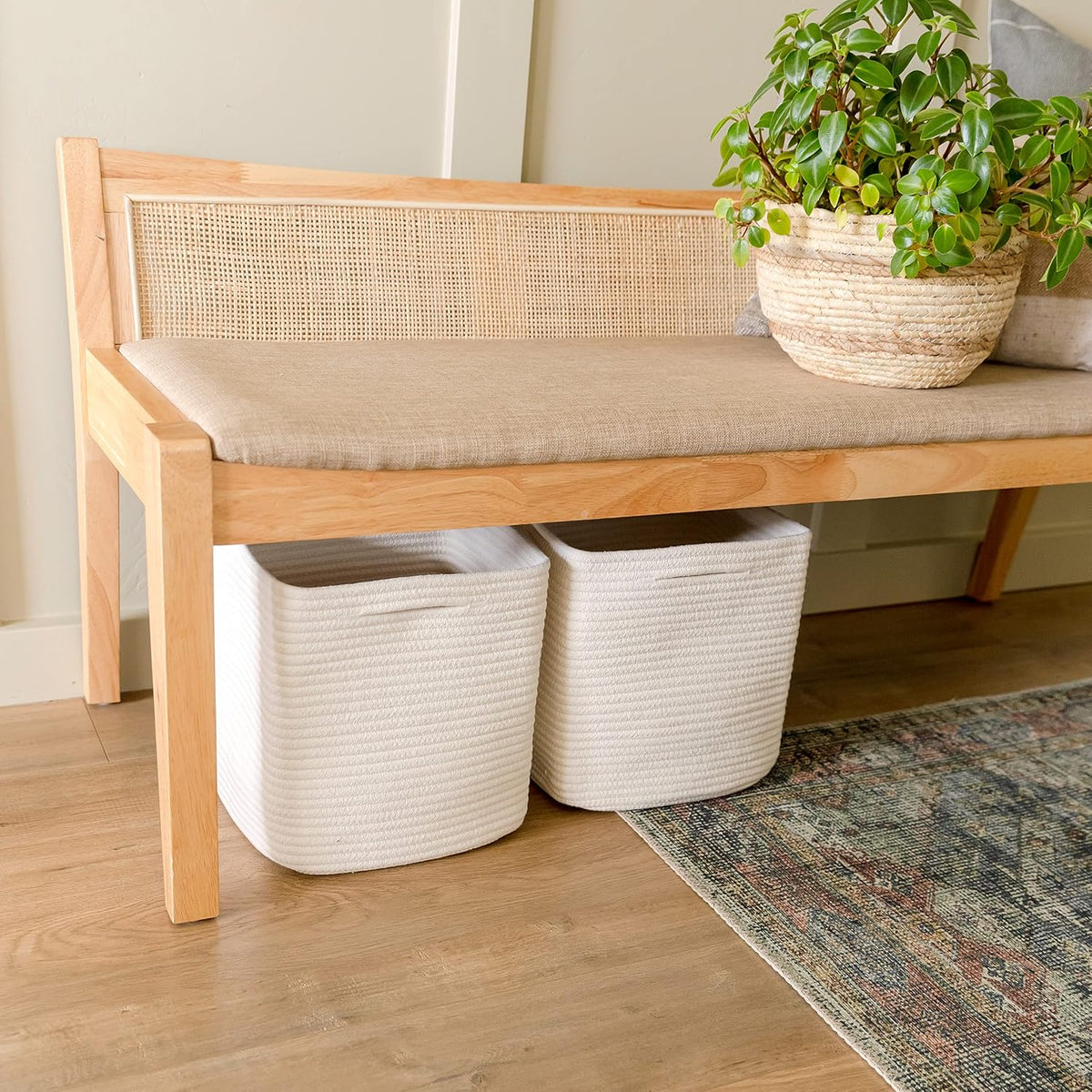 Storage Cubes 11 Inch Cotton Rope Woven Baskets for Organizing, 3-Pack