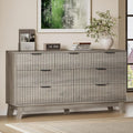 57" Long Dresser for Bedroom, 7-Drawer Fluted Chest, Wide Wood Storage Dresser by BORNOON