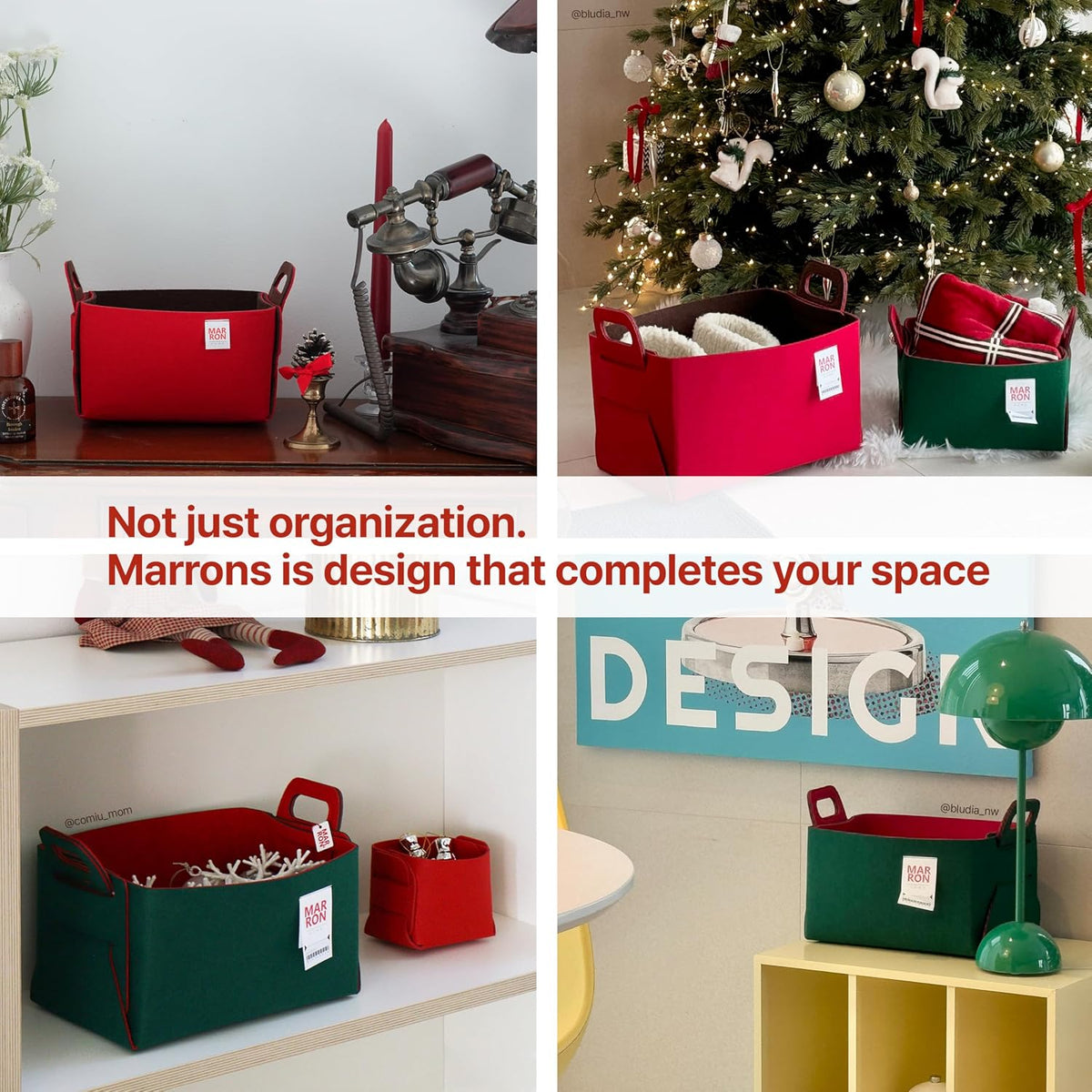 Collapsible Felt REDCHOCO Storage Bin Small 7.1"x5.1"x5.1" – Foldable