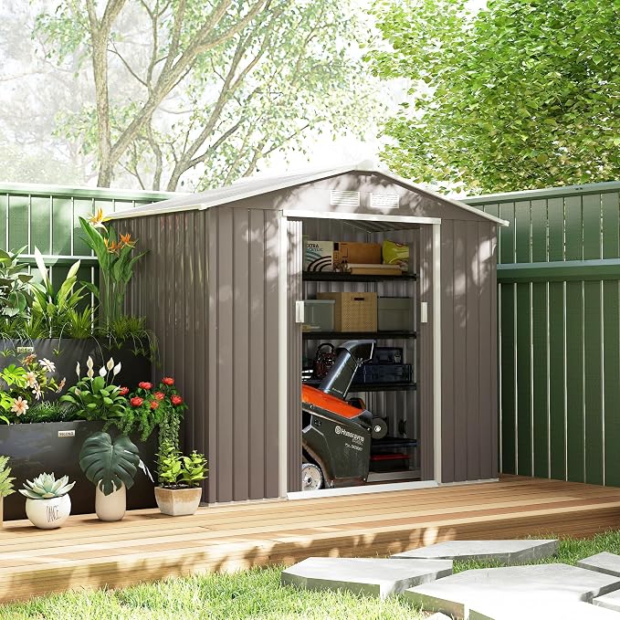 Outsunny 7' x 4' Outdoor Storage Shed, Garden Tool Metal Shed - Image 2