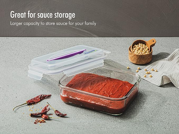 GLASSLOCK 61 Oz Glass Food Storage set of 2 – Large Capacity, Airtight & - Image 7