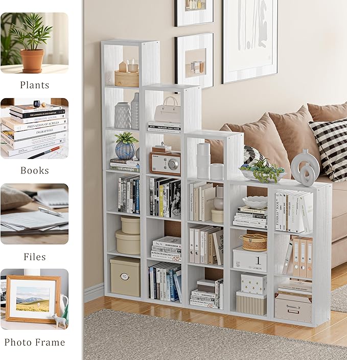 Tall Cube Storage Organizer Bookcase, 6 Tier 11 inch Open Back Cubical Shelf - Image 7