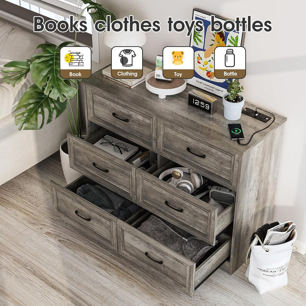 Fameill Dresser for Bedroom, 6 Drawer Wide Dresser Organizer with