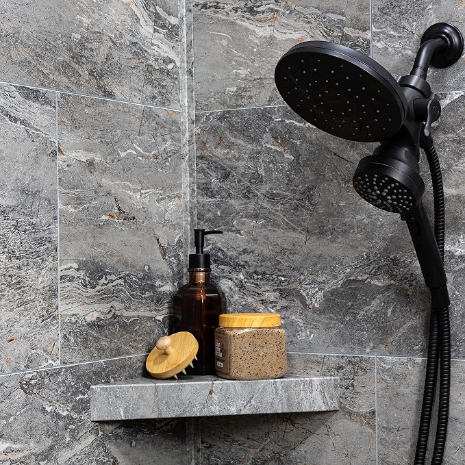 Palisade Vinyl Waterproof Corner Shower Shelf in Spanish Marble - Image 2