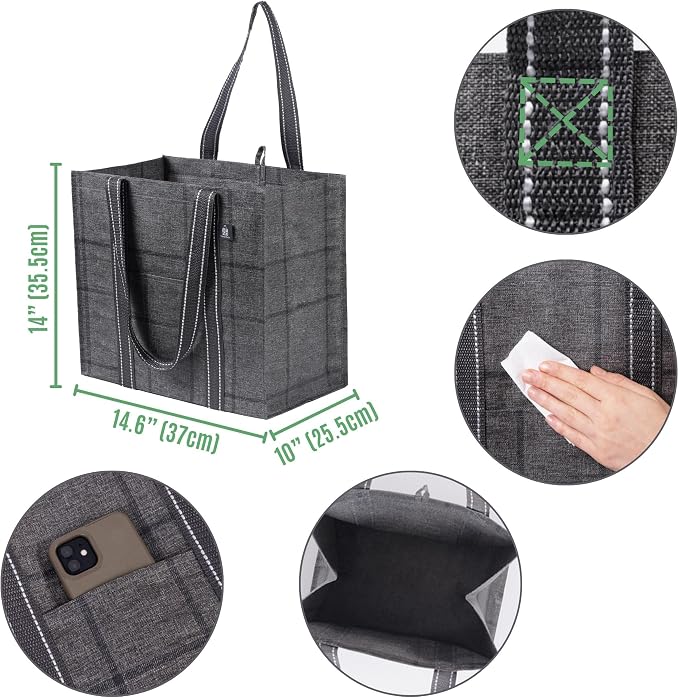 VENO 4 Pack Reusable Grocery Bags - Image 2