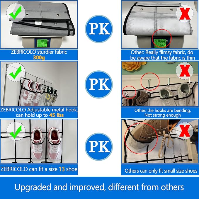 over the door shoe organizer, 2025 upgraded, shoe organizer, 35 Huge pockets - Image 5