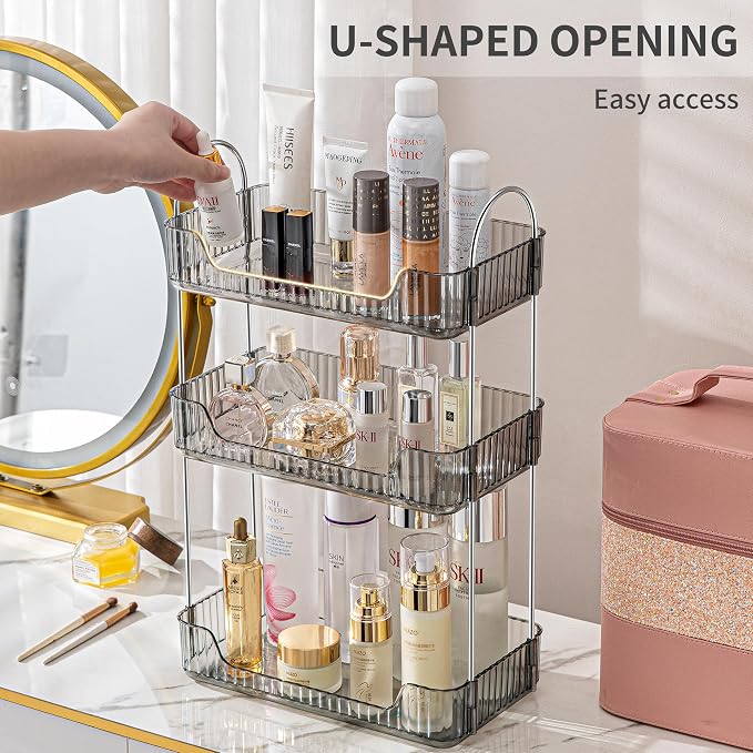 3 Tier Bathroom Organizer Countertop Makeup Perfume Tray Skincare Organizer - Image 5