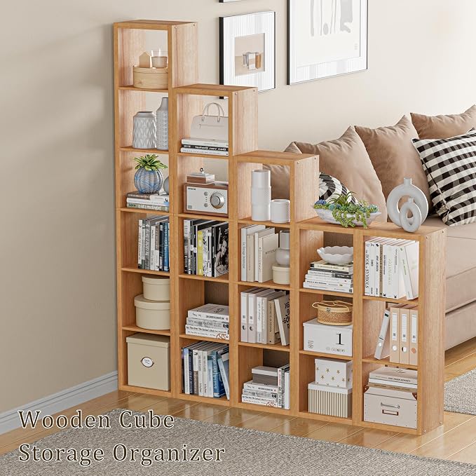 Cube Storage Organizer Bookcase, Small 4 Tier 11 inch Open Back Cubical Shelf - Image 5