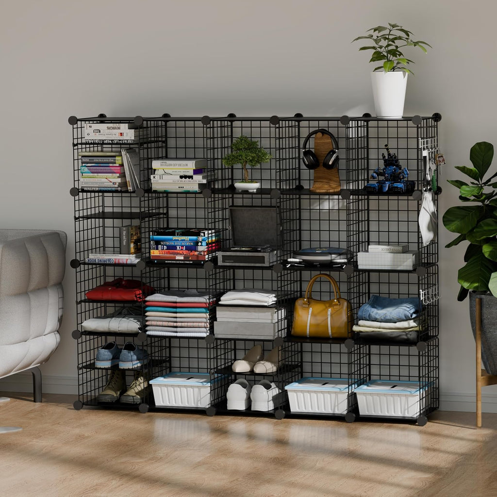 Wire Cube Storage Organizer, 20 Cubes Converted into 23 Cubes, Sturdy