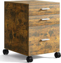 3-Drawer Mobile File Cabinet, Rustic Brown Finish by Unknown