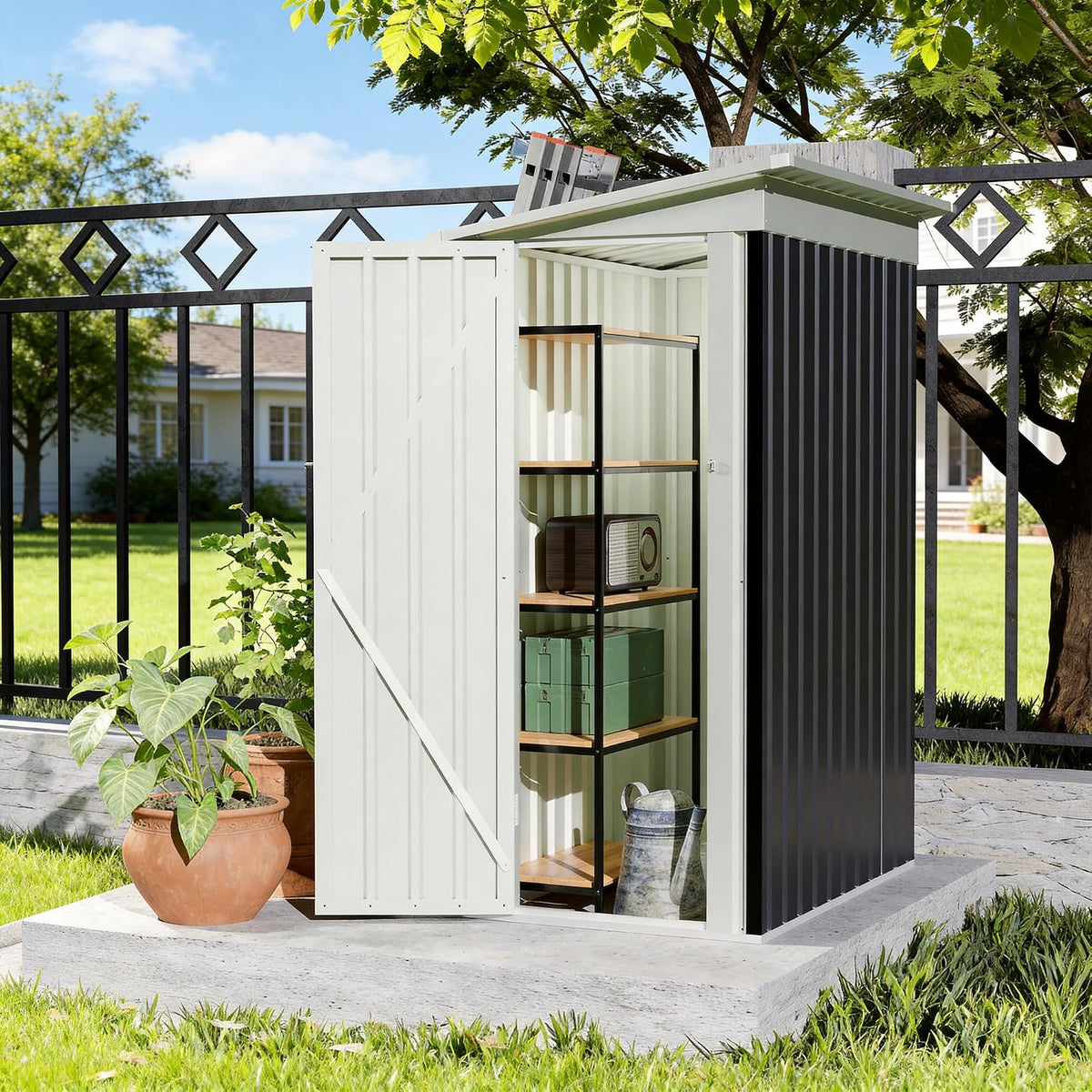 4 * 2 FT Metal Garden Storage Sheds for Patio Backyard Tools House