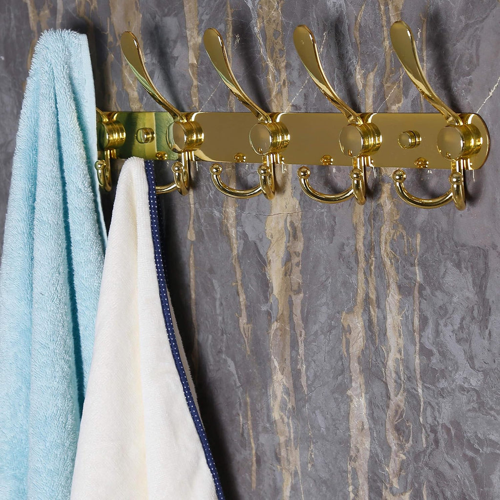 Coat Rack Wall Mounted - 5 Tri Hooks, Heavy Duty, Stainless Steel