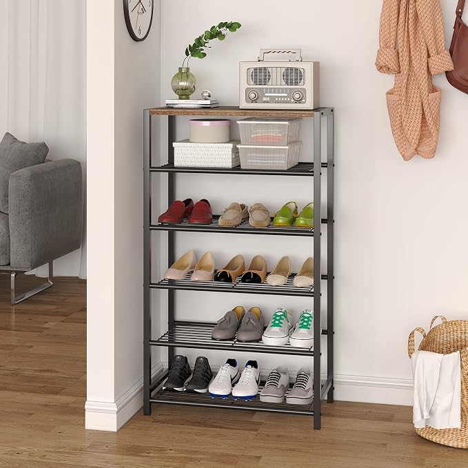 Yusong Shoe Rack Organizer, 6 Tier Industrial Shoe Storage Shelf, Narrow Sturdy - Image 4