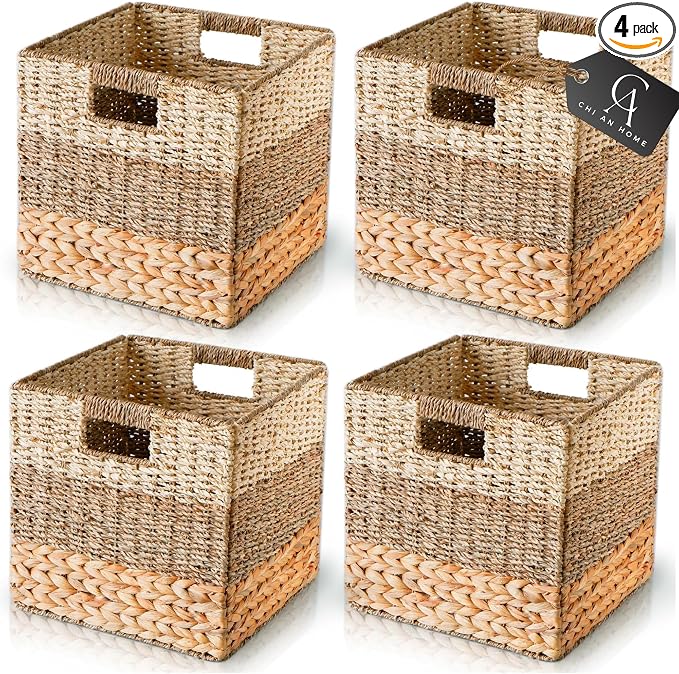 13x13x13 Storage Cube Bins Wicker Storage Basket by ChiAnHome