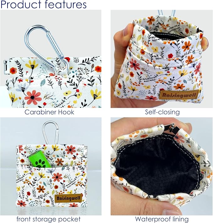 Dog Treat Pouch, Small Cotton Pocket Sized Training Holder, Hand Free Walking - Image 3