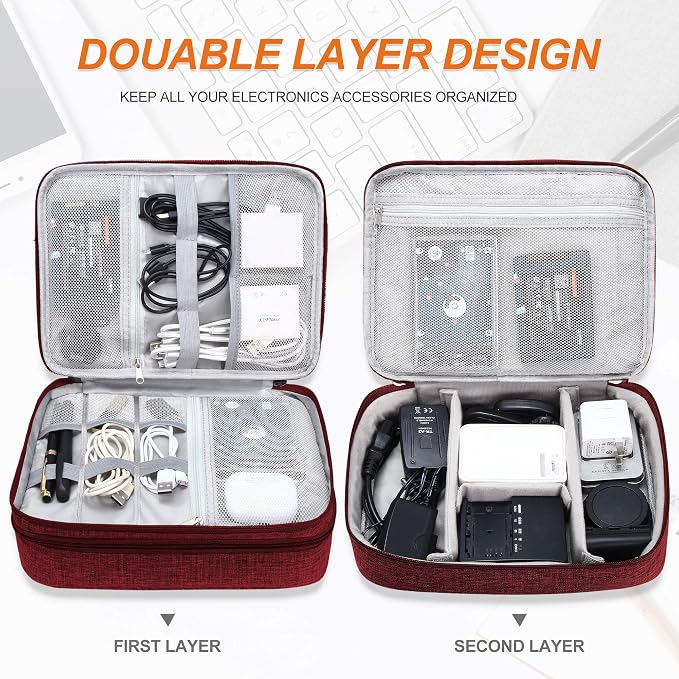 SELLYFELLY Electronic Bag Travel Cable Accessories Bag Waterproof Double Layer - Image 3