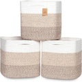 NaturalCozy 13 Inch Cube Storage Bins Cotton Rope Woven Baskets by NaturalCozy