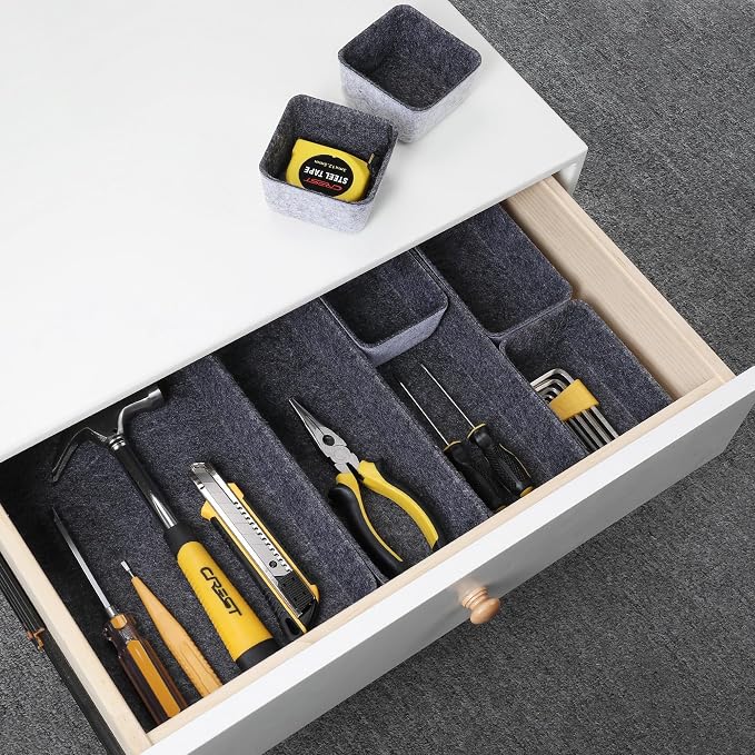 Welaxy desk drawer organizer tray shallow felt storage bin - Image 4