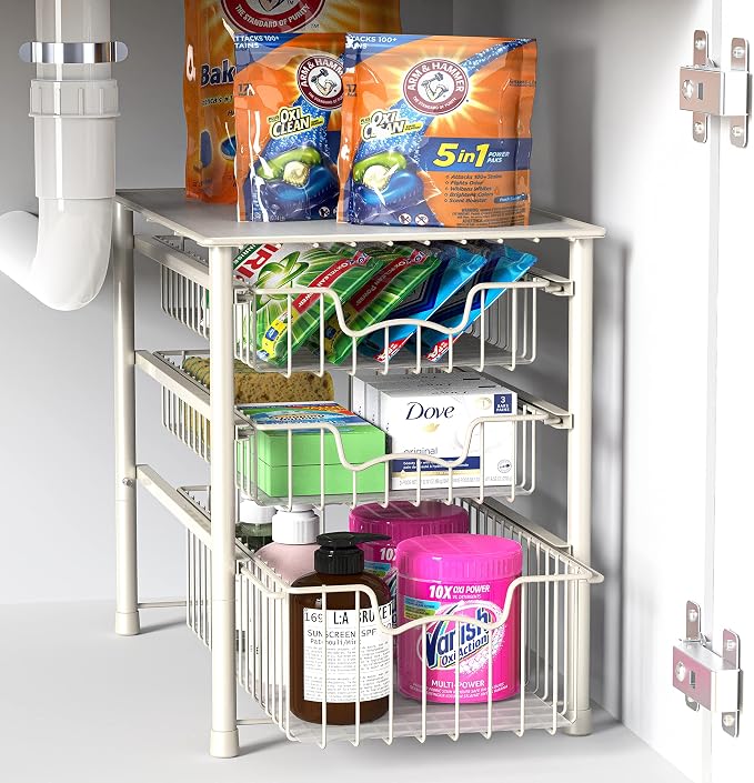 Simple Houseware 3-Tier Stackable Sliding Basket Storage Organizer Drawer - Image 4