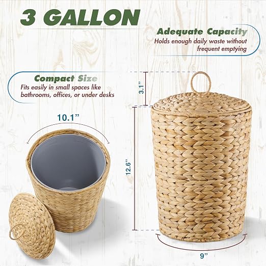 BLUEWEST 3 Gallons Wicker Trash Can - Image 2