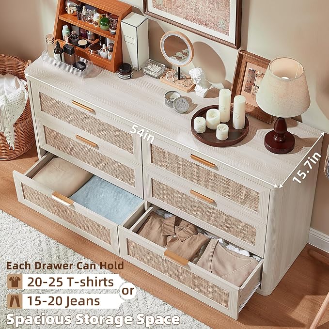 LEYAOYAO Rattan 6 Drawer Dresser - Image 6
