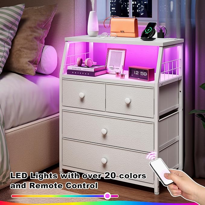 EnHomee 21.8" W White Nightstand Set of 2, Night Stand - Image 3