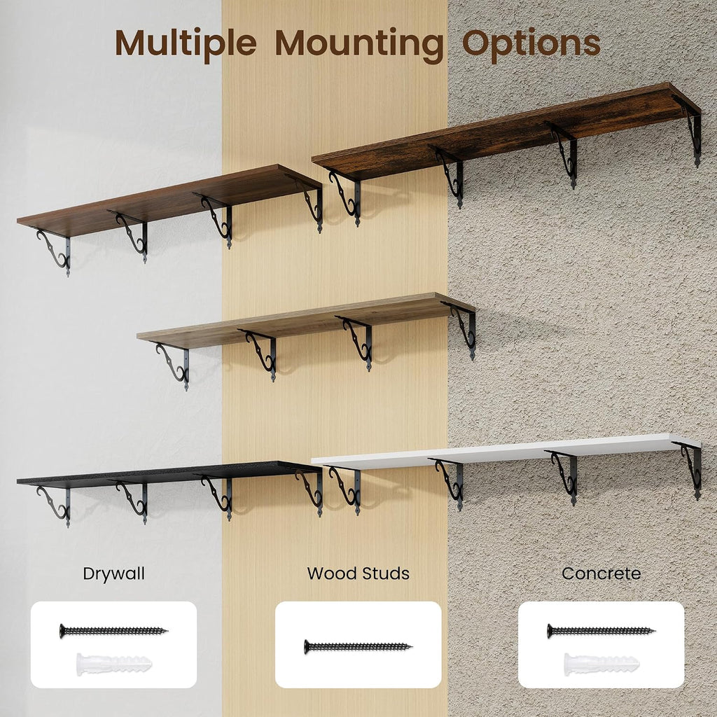 RICHFOCUS 12 Inch Deep Floating Shelves for Wall, 55" W x 12" D Black