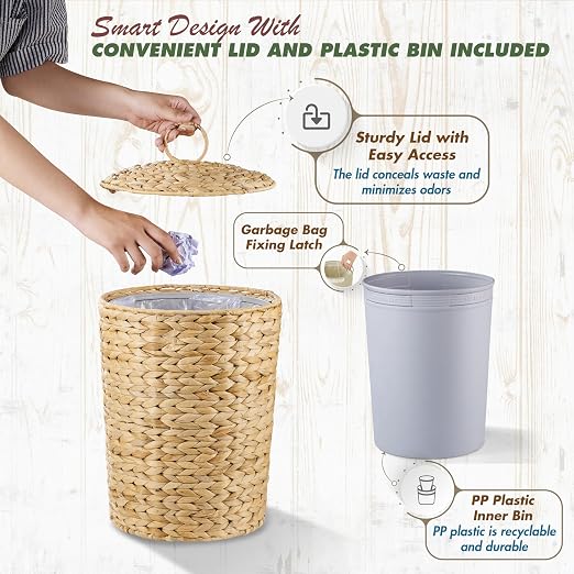 BLUEWEST 3 Gallons Wicker Trash Can - Image 3