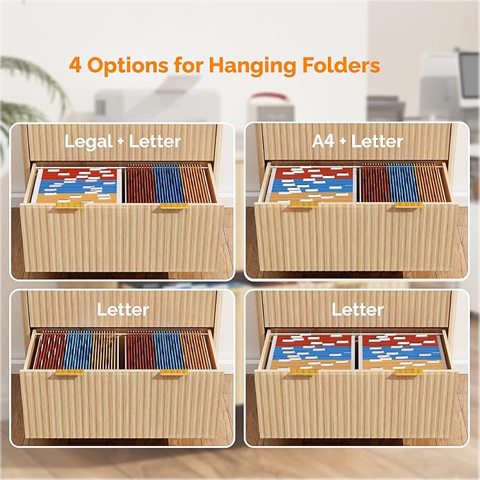 VINGLI 2 Drawer File Cabinet, Home Office Filing Organizer, - Image 9