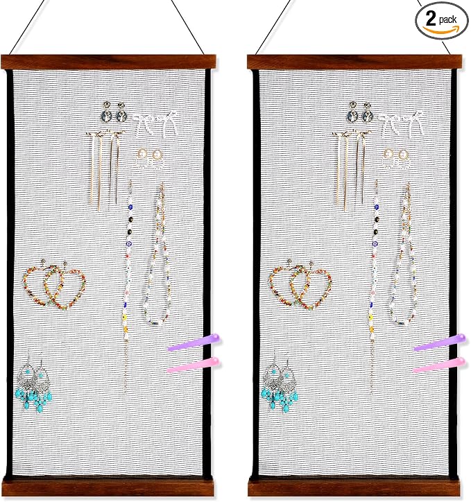 2 Pcs Earring Storage Rack Wall Mounted, Display Hanging Jewelry Storage Rack by Unknown
