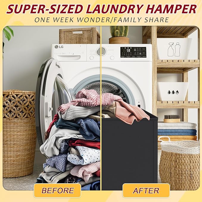 195L Laundry Hamper 3 Section, Large Laundry Hamper - Image 5