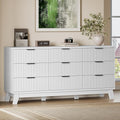 63" Long Dresser for Bedroom, 9-Drawer Fluted Dresser, Extra-Wide Wood Chest of by BORNOON