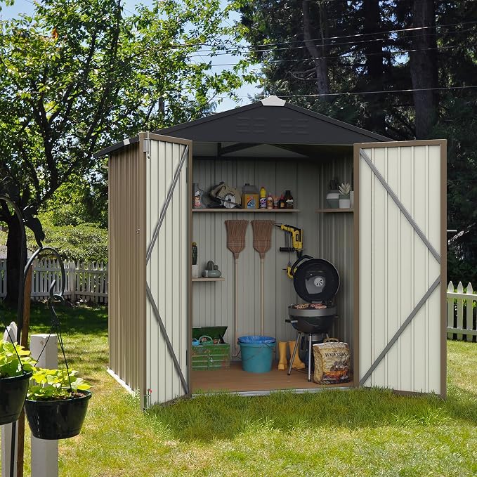 Flamaker 6x4 FT Storage Shed Waterproof Metal Garden Shed - Image 2