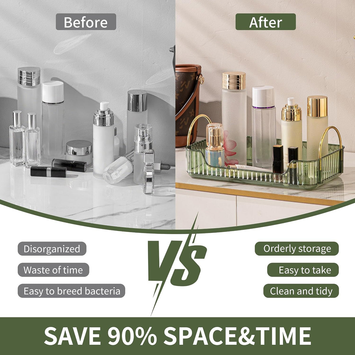 YCIA&DONE Bathroom Organizer Countertop, Makeup Storage, Skincare