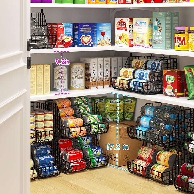 Stackable Soda Can Organizer Stores Up to 72 Cans, 4-Tier Kitchen Can Holders - Image 5