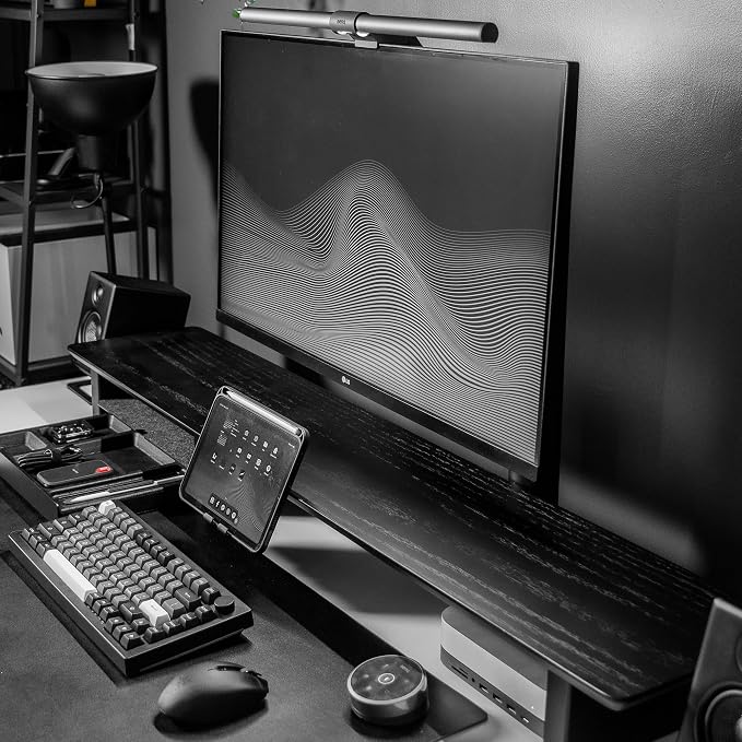 Raico Desk Cockpit Shelf Monitor Stand System Dual Screen Setup Wood Large Desk - Image 3