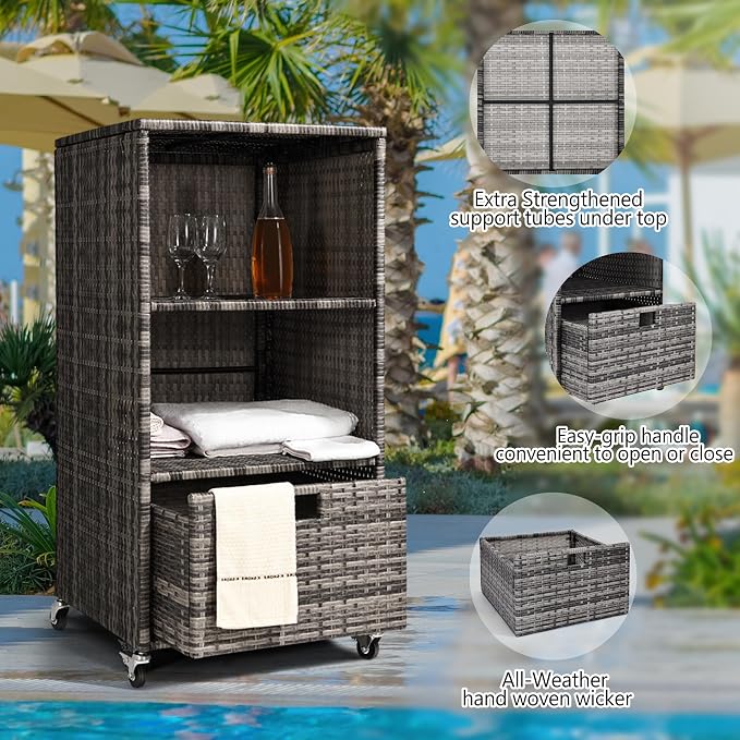 Outdoor Towel Rack for Pool Outdoor Pool Towel Storage Cabinet - Image 7