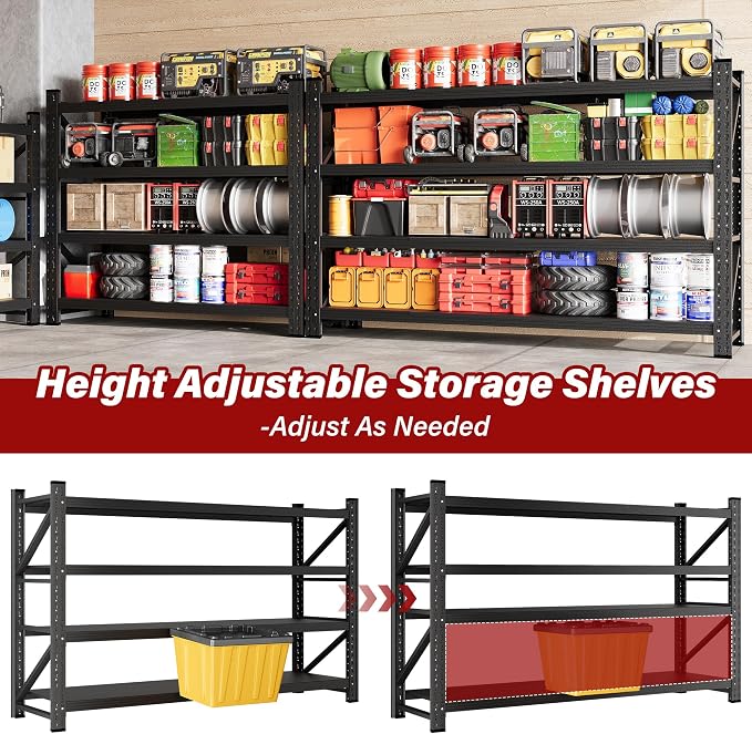 Set of 2 48" Wide Heavy Duty Garage Shelving Units, 3000LBS 24 Deep Storage - Image 6